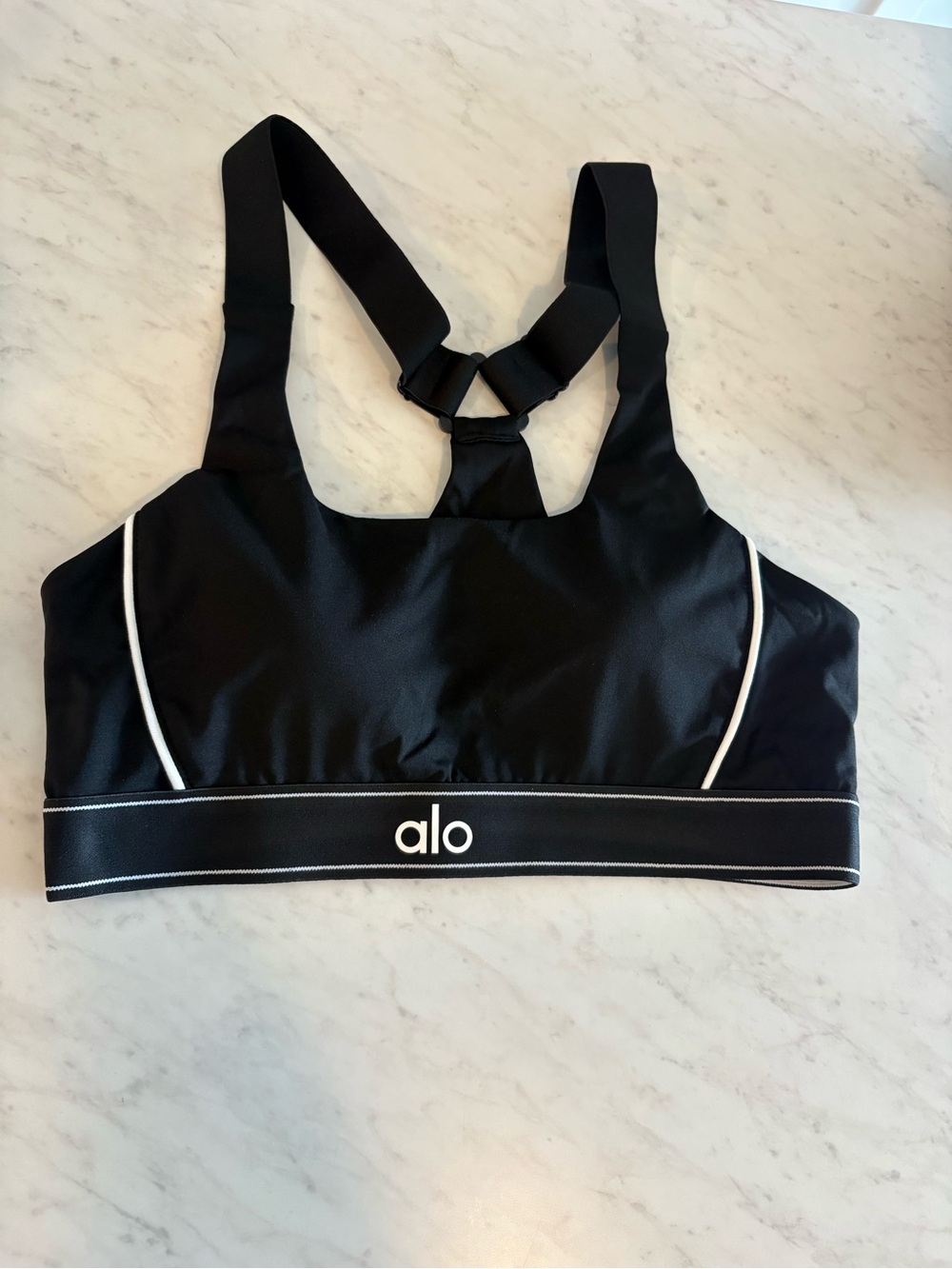 Yoga Black Sports Bra with White